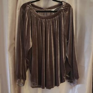Umgee Velvet Blouse in Rich Brown